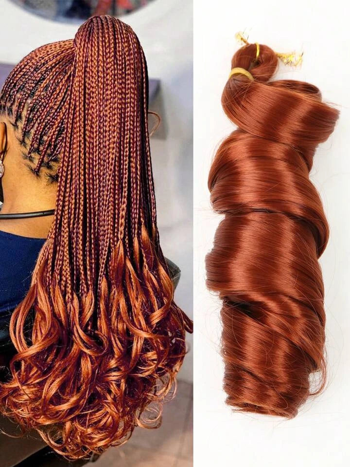 French Curly Braiding Hair for Box Braids 8 Packs 24 Inch 100G/Pack Loose Wave Braiding Hair Crochet Spanish Curly Spiral Synthetic Hair Extensions for Women P4/27/613 (24 Inch,8 Packs)