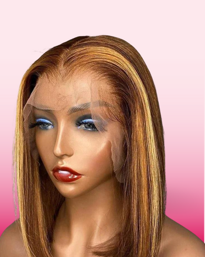 PreMax Wigs | Ombre Blonde 12”Highlight Silky Straight Glueless Ear-to-ear Lace Bob Wig 100% Human Hair