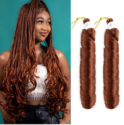 French Curly Braiding Hair for Box Braids 8 Packs 24 Inch 100G/Pack Loose Wave Braiding Hair Crochet Spanish Curly Spiral Synthetic Hair Extensions for Women P4/27/613 (24 Inch,8 Packs)